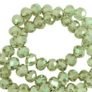 Top Glas Facett Glasschliffperlen 8x6mm rondellen Vineyard green-pearl shine coating